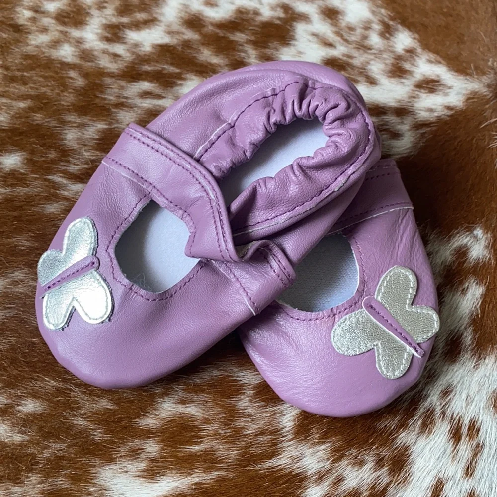 Moccasins Kids Purple with butterfly 🦋 Leather Moccasins